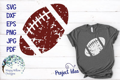 Distressed Grunge Football SVG SVG Wispy Willow Designs 