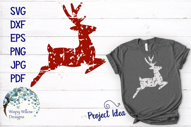 Distressed Grunge Reindeer | Winter Christmas SVG SVG Wispy Willow Designs 