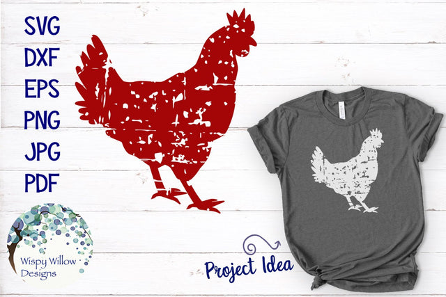 Distressed Grunge Rooster Chicken SVG SVG Wispy Willow Designs 