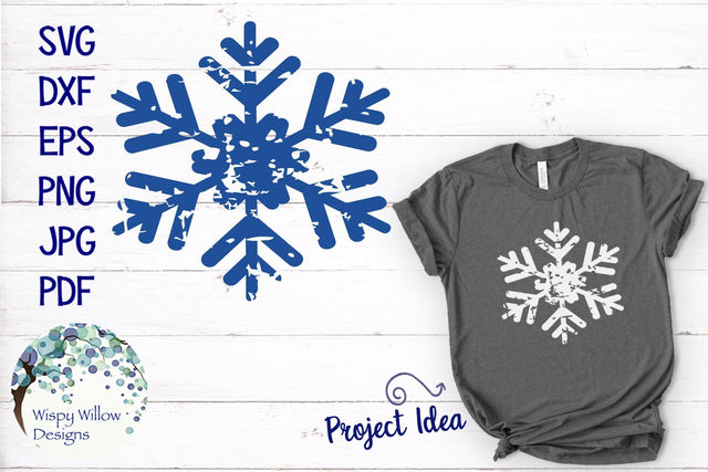 Distressed Grunge Snowflake | Winter Christmas SVG SVG Wispy Willow Designs 