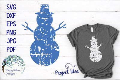 Distressed Grunge Snowman | Winter Christmas SVG SVG Wispy Willow Designs 