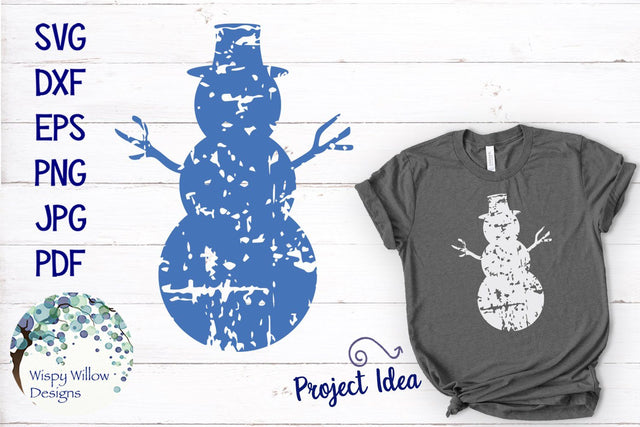 Distressed Grunge Snowman | Winter Christmas SVG SVG Wispy Willow Designs 
