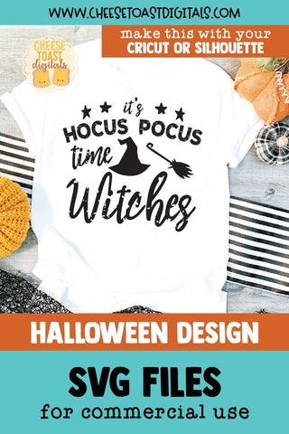 Distressed Halloween SVG | It's Hocus Pocus Time Witches SVG Cheese Toast Digitals 
