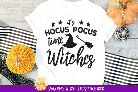 Distressed Halloween SVG | It's Hocus Pocus Time Witches SVG Cheese Toast Digitals 