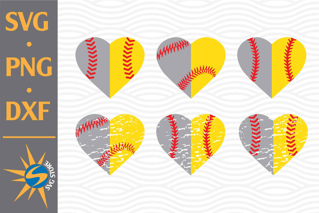 Distressed Heart Baseball Softball SVG, PNG, DXF Digital Files Include SVG SVGStoreShop 
