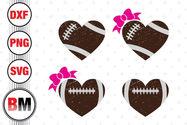 Distressed Heart Football SVG, PNG, DXF Files SVG BMDesign 