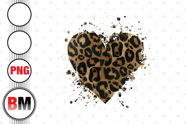 Distressed Heart Leopard PNG Files Sublimation BMDesign 