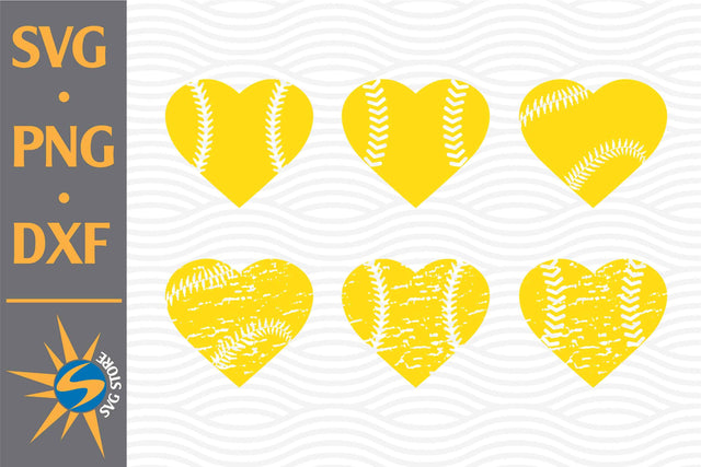 Distressed Heart Softball SVG, PNG, DXF Digital Files Include SVG SVGStoreShop 