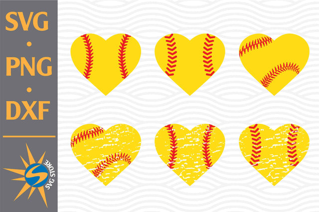Distressed Heart Softball SVG, PNG, DXF Digital Files Include SVG SVGStoreShop 