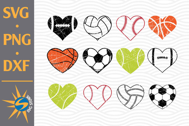 Distressed Heart Sport Ball SVG, PNG, DXF Digital Files Include SVG SVGStoreShop 