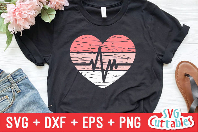Distressed Heartbeat Heart SVG Svg Cuttables 