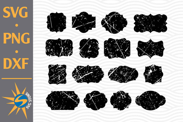 Distressed Label SVG, PNG, DXF Digital Files Include SVG SVGStoreShop 