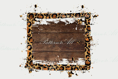 Distressed Leopard frame Sublimation, Wood Design backgrounds, backsplash PNG Graphic Clipart Digital Download , Rustic Shabby paint splatter Sublimation ArtStudio 