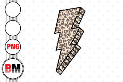 Distressed Lightning Bolt Leopard PNG Files Sublimation BMDesign 