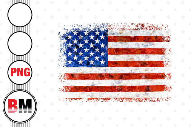 Distressed Oil Paint US Flag PNG Files Sublimation BMDesign 
