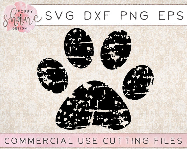 Distressed Paw Print SVG Poppy Shine Design 