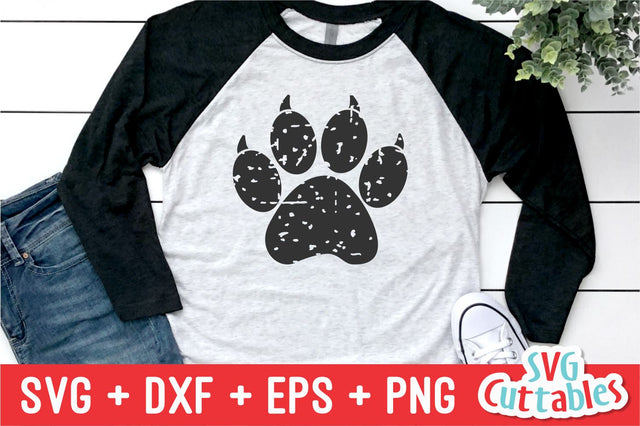 Distressed Paw Print with Claws SVG Svg Cuttables 