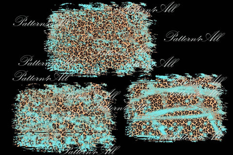 Distressed PNG Leopard Print and Turquoise Sublimation Patches, Sublimation Patches PNG Sketch DESIGN ArtStudio 