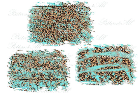 Distressed PNG Leopard Print and Turquoise Sublimation Patches, Sublimation Patches PNG Sketch DESIGN ArtStudio 