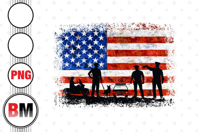 Distressed Police Oil Paint US Flag PNG Files Sublimation BMDesign 