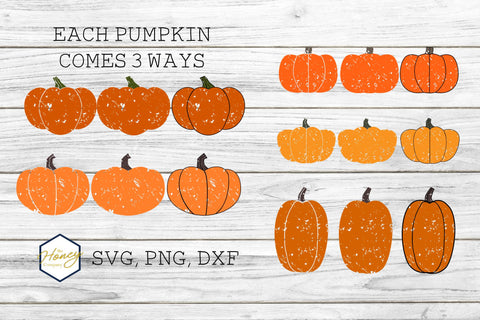 Distressed Pumpkin Bundle PNG SVG DXF Halloween Cut File SVG The Honey Company 