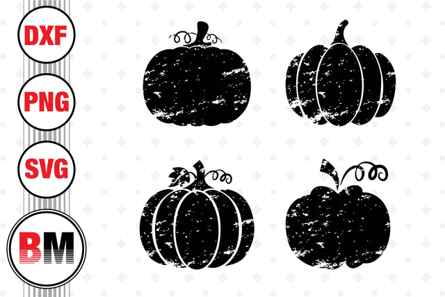 Distressed Pumpkin Silhouette SVG, PNG, DXF Files SVG BMDesign 
