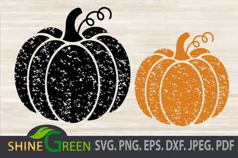 Distressed Pumpkin SVG - Fall SVG PNG DXF EPS SVG Shine Green Art 