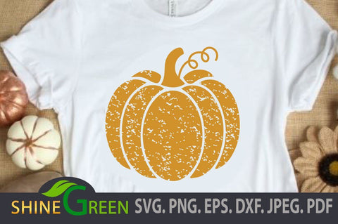 Distressed Pumpkin SVG - Fall SVG PNG DXF EPS SVG Shine Green Art 