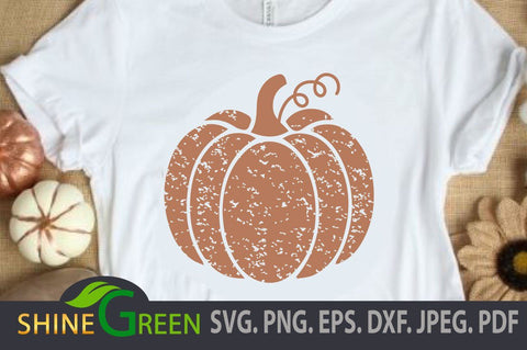 Distressed Pumpkin SVG - Fall SVG PNG DXF EPS SVG Shine Green Art 