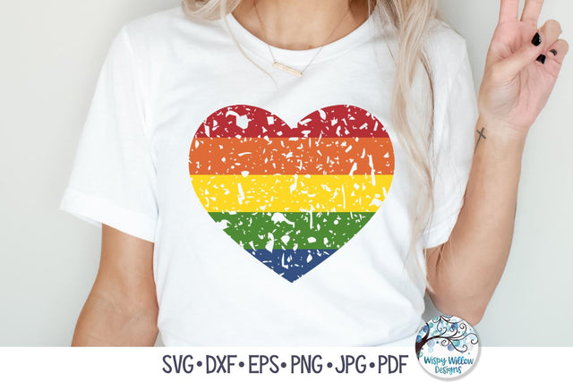 Distressed Rainbow Heart SVG SVG Wispy Willow Designs 
