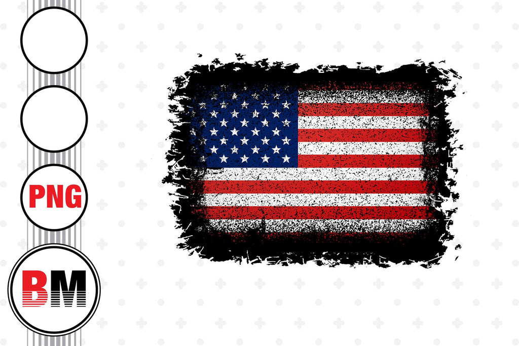 Distressed Rectangle American Flag PNG, JPG Files - So Fontsy