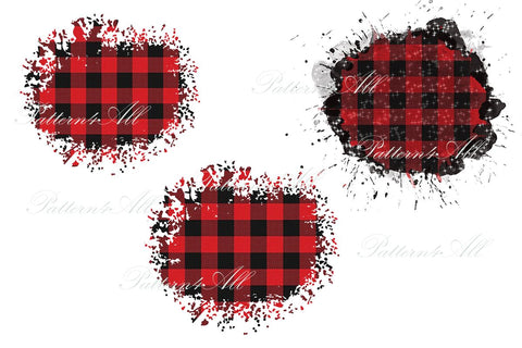 DISTRESSED Red Buffalo Plaid Patches PNG - Buffalo plaid Patches - Sublimation Patches PNG - design element - instant download Sublimation ArtStudio 