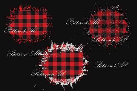 DISTRESSED Red Buffalo Plaid Patches PNG - Buffalo plaid Patches - Sublimation Patches PNG - design element - instant download Sublimation ArtStudio 