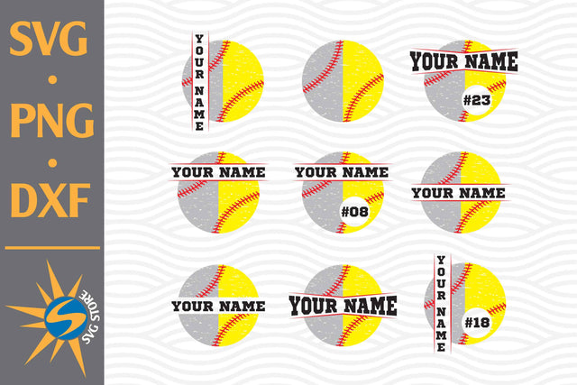 Distressed Softball Baseball Monogram SVG, PNG, DXF Digital Files Include SVG SVGStoreShop 