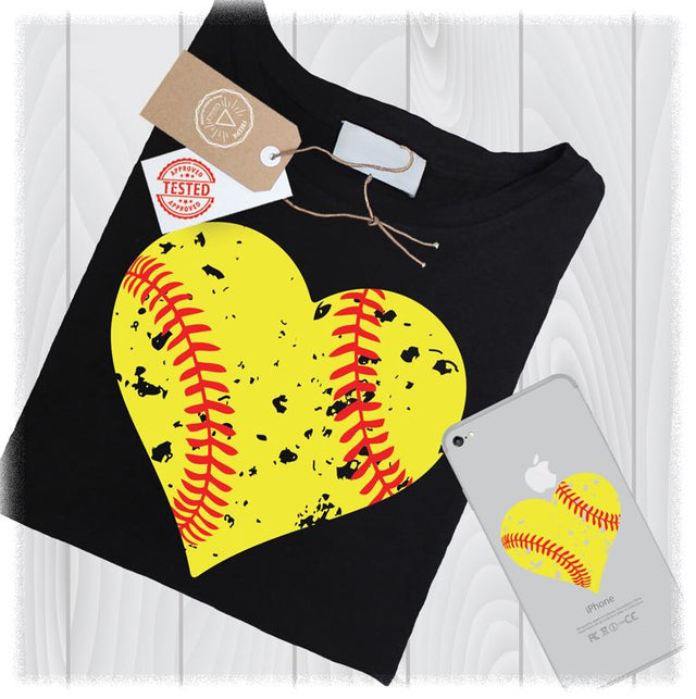 Distressed Softball Heart SVG Files Grunge Cut File Designs- Distressed Heart Softball SVG - Softball Distressed SVG - Instant Download SVG My Sew Cute Boutique 