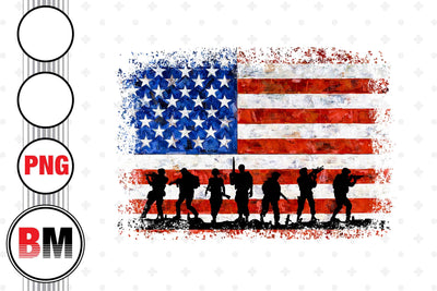 Distressed Soldier Oil Paint US Flag PNG Files Sublimation BMDesign 