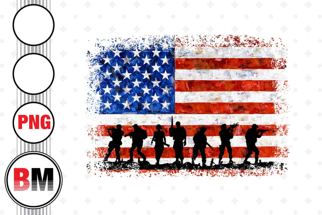 Distressed Soldier Oil Paint US Flag PNG Files Sublimation BMDesign 