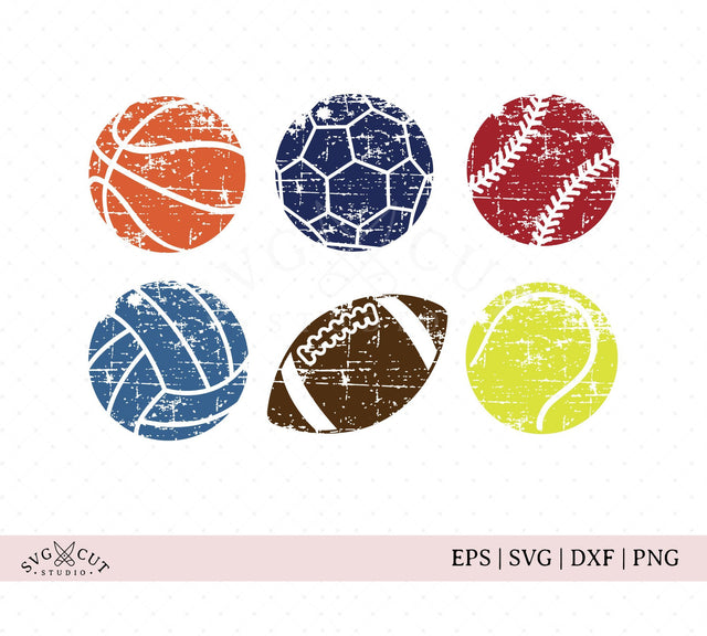 Distressed Sport Balls SVG Cut Files SVG SVG Cut Studio 