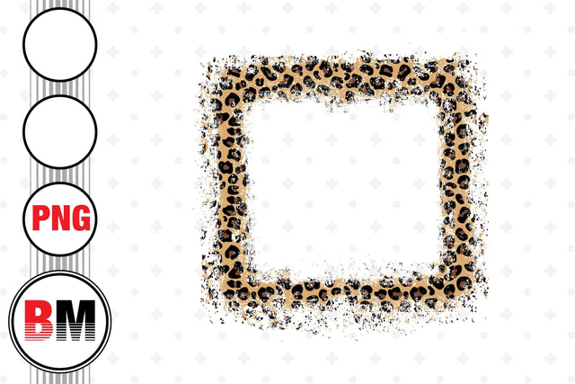 Distressed Square Frame Leopard PNG Files Sublimation BMDesign 