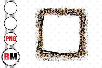 Distressed Square Frame Leopard PNG Files Sublimation BMDesign 