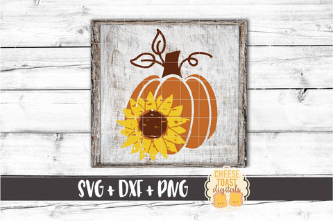 Distressed Sunflower Pumpkin - Fall SVG PNG DXF Cut Files SVG Cheese Toast Digitals 
