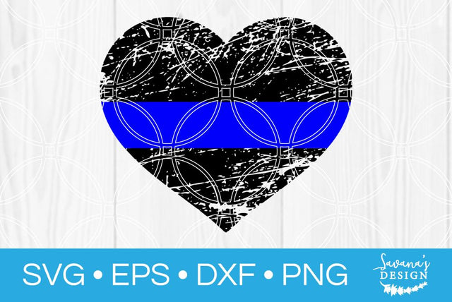 Distressed Thin Blue Line Heart SVG SavanasDesign 