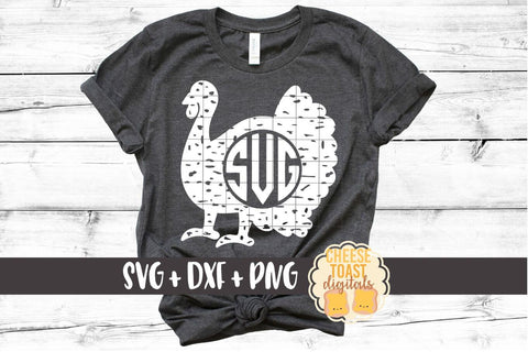 Distressed Turkey Monogram Frame - Thanksgiving SVG File SVG Cheese Toast Digitals 