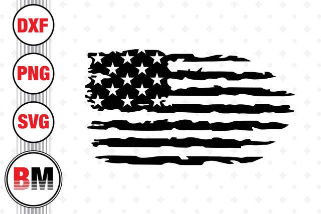 Distressed US Flag SVG, PNG, DXF Files SVG BMDesign 