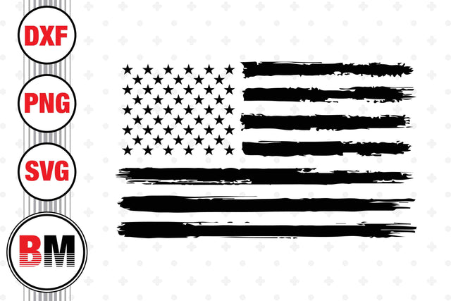 Distressed US Flag SVG, PNG, DXF Files SVG BMDesign 