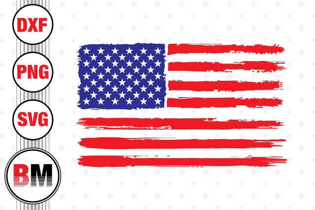 Distressed US Flag SVG, PNG, DXF Files SVG BMDesign 