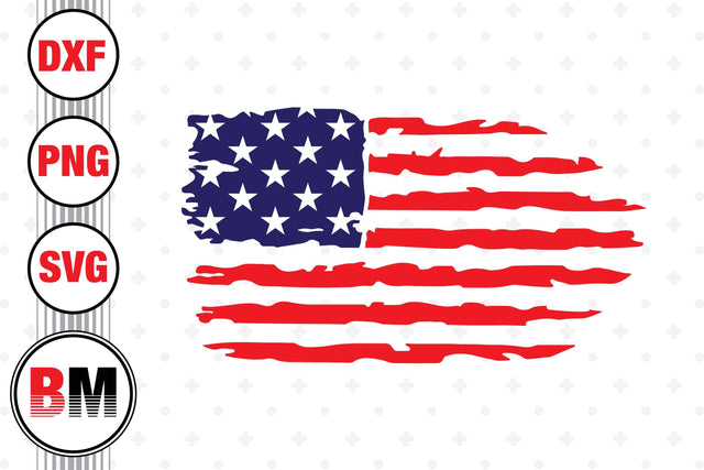 Distressed US Flag SVG, PNG, DXF Files SVG BMDesign 