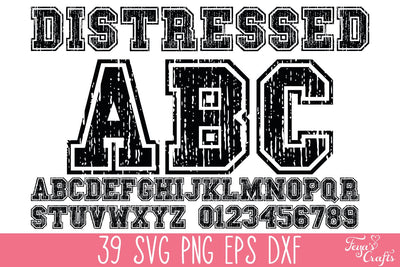 Distressed Varsity SVG Alphabet SVG Feya's Fonts and Crafts 