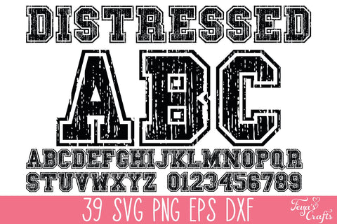 Distressed Varsity SVG Alphabet SVG Feya's Fonts and Crafts 