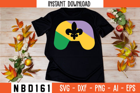 DISTRESSED VIDEO GAME CONTROLLER MARDI GRAS Svg Design SVG Nbd161 